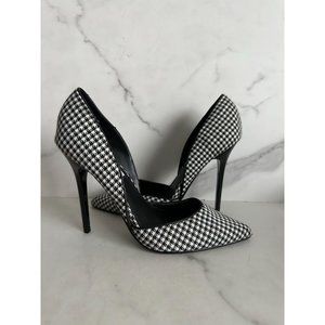 STEVE MADDEN Varcitty Houndstooth Black White Heels Sz 8